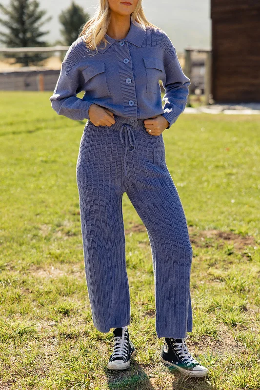 You and I Sweater Knit Pants Hooded Caped Shawl Collar
