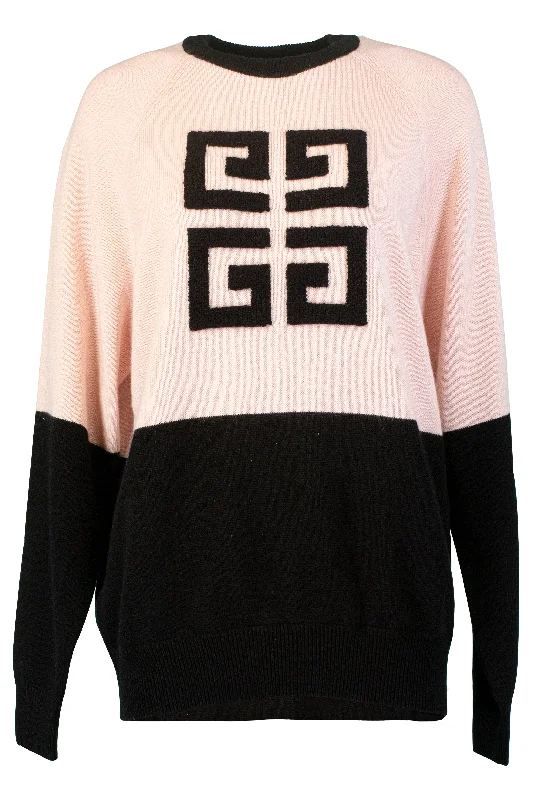 Bicolor Crewneck Sweater Graphic Sweater Embroidered Appliqued