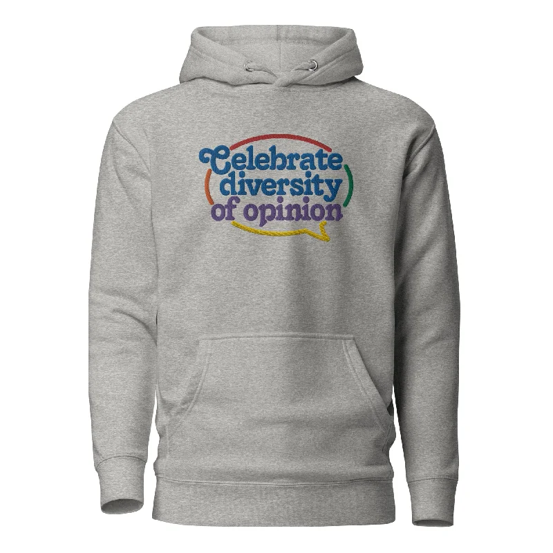 Celebrate Diversity of Opinion Embroidered Hoodie Hoodie with Lining Warm Insulated