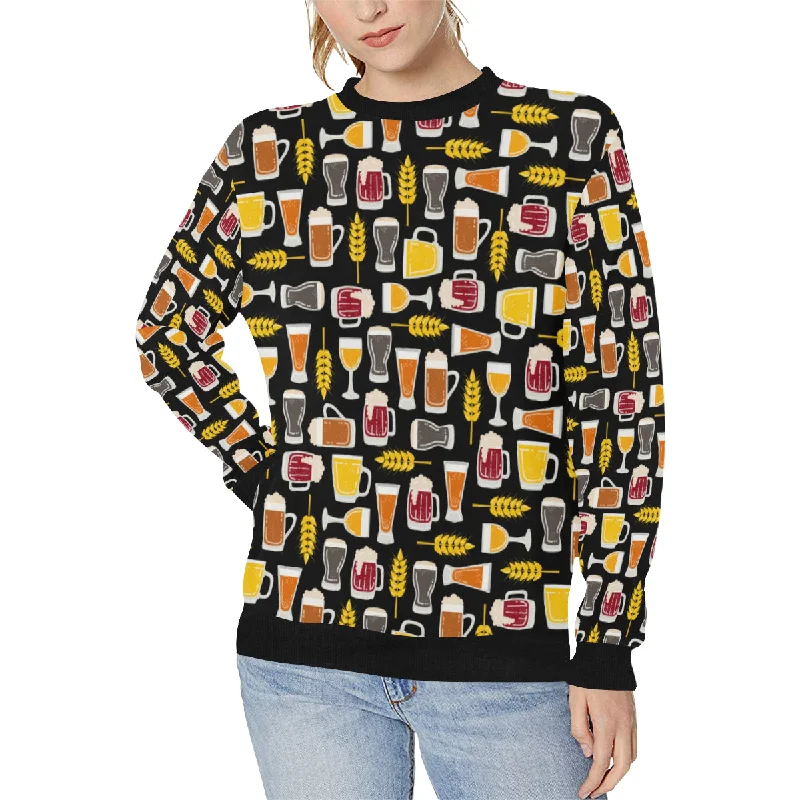 Beer type pattern Women's Crew Neck Sweatshirt Graphic Hoodie Design Print