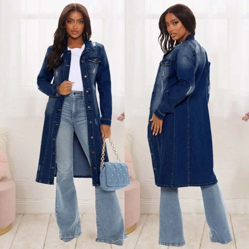 Women'S Fashion Ripped Long Sleeve Denim Jacket Cotton Jacket Linen Jacket Terry Jacket Women'S Fashion Ripped Long Sleeve Denim Jacket Cotton Jacket Linen Jacket Terry Jacket