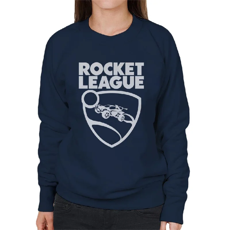 Rocket League Text With Logo Women's Sweatshirt Hoodie with Raw Hem Edgy Unfinished