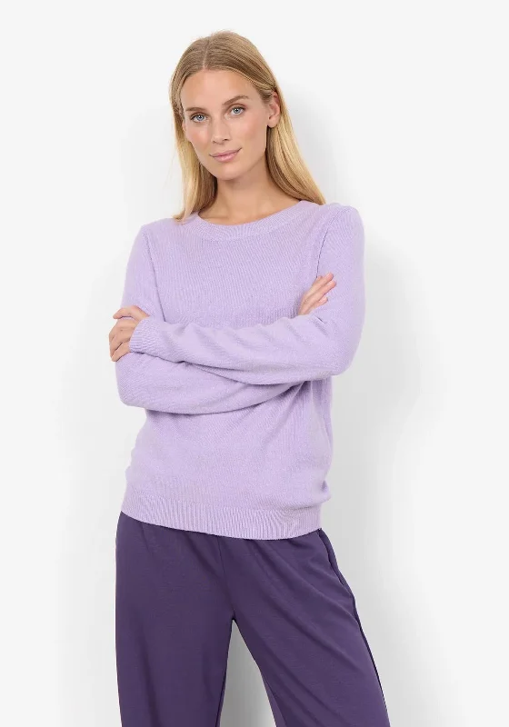 Soyaconcept Blissa Round Neck Sweater, Lilac Rayon Fabric Velvet Fabric Corduroy Fabric