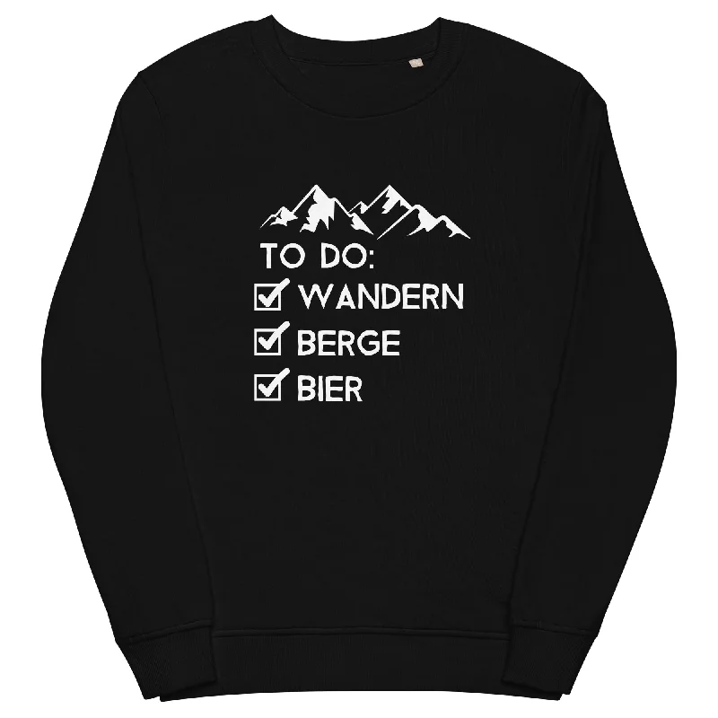 To Do Liste - Wandern, Berge, Bier - Unisex Premium Organic Sweatshirt Hoodie with Belted Waist Structured Tailored