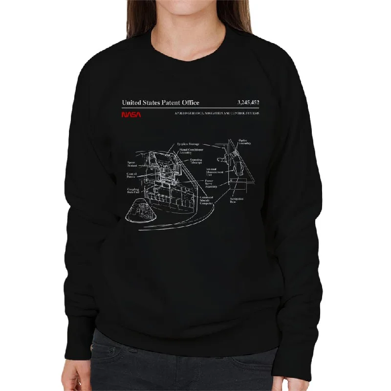 NASA Apollo Control Systems Blueprint Women's Sweatshirt Hoodie with Color Block Contrast Stylish