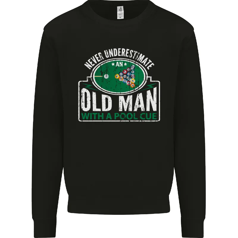 An Old Man With a Pool Cue Player Funny Mens Sweatshirt JumperHoodie with Button Classic Timeless An Old Man With a Pool Cue Player Funny Mens Sweatshirt JumperHoodie with Button Classic Timeless