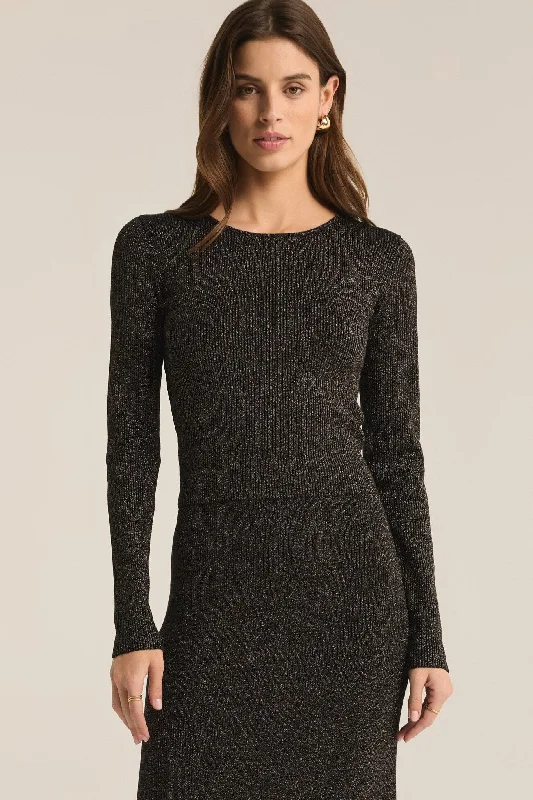 shimmer crew neck sweater Cashmere Blend Cotton Blend Poly Blend