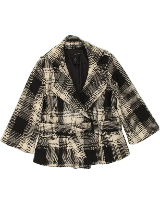 CALVIN KLEIN Womens 1 Button Blazer Jacket UK 14 Medium Grey Check Wool Satin Jacket Silk Jacket Chiffon Jacket CALVIN KLEIN Womens 1 Button Blazer Jacket UK 14 Medium Grey Check Wool Satin Jacket Silk Jacket Chiffon Jacket