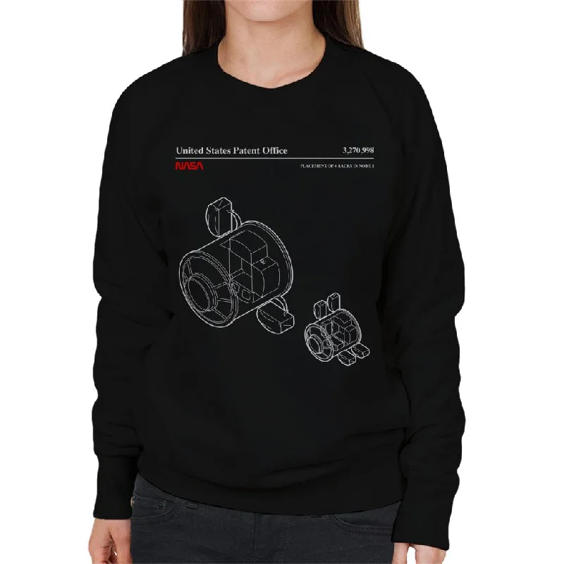 NASA Placement Of 4 Racks Node 1 Blueprint Women's Sweatshirt Hoodie with Distressed Vintage Worn