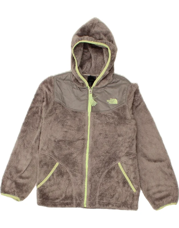 THE NORTH FACE Girls Hooded Fleece Jacket 14-15 Years Large Grey Polyester Cardigan Sweater Pullover THE NORTH FACE Girls Hooded Fleece Jacket 14-15 Years Large Grey Polyester Cardigan Sweater Pullover
