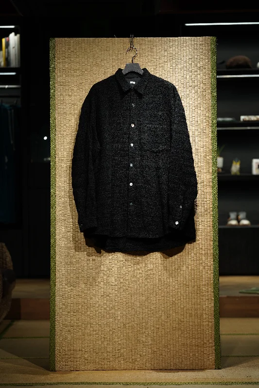 Fujimoto Veiled My Tweed Shirt Jacket (Black) Welt Pockets Slit Pockets Flap Pockets Fujimoto Veiled My Tweed Shirt Jacket (Black) Welt Pockets Slit Pockets Flap Pockets