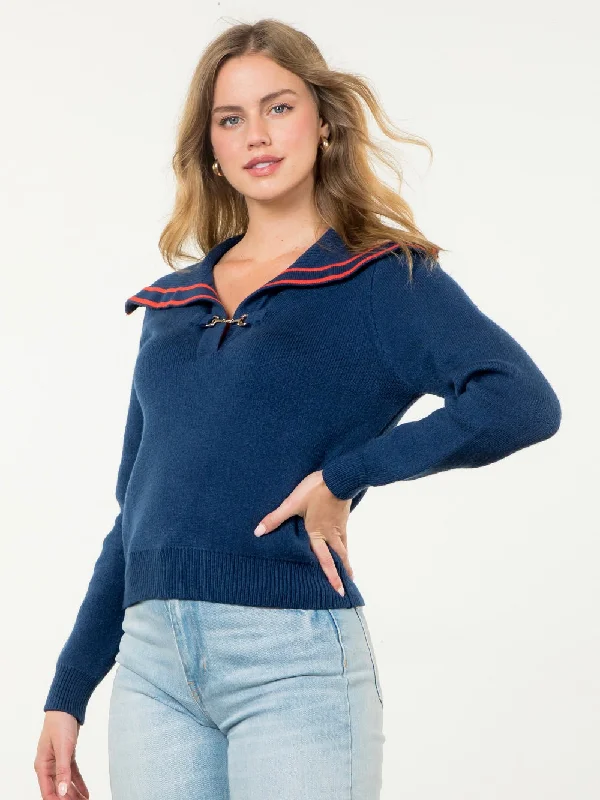 Collared Knit Sweater Sweater Knitwear Pullover