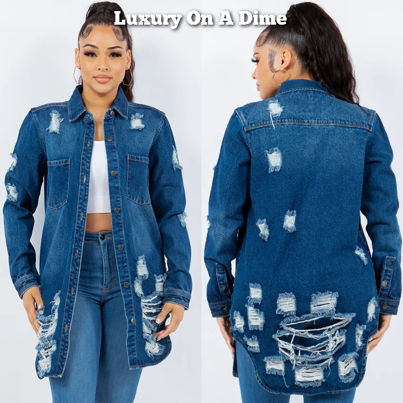 American Bazi Torn Distressed Hole Oversized Shacket Cotton Denim Jean Jacket Blue Collared Jacket Crew Neck Jacket Turtle Neck Jacket American Bazi Torn Distressed Hole Oversized Shacket Cotton Denim Jean Jacket Blue Collared Jacket Crew Neck Jacket Turtle Neck Jacket