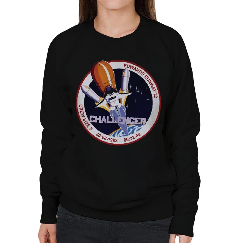 NASA STS 8 Challenger Mission Badge Women's Sweatshirt Hoodie with Fur Luxurious Winter