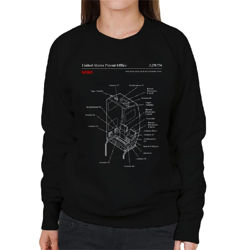 NASA Internal Research Accommodations Blueprint Women's Sweatshirt Hoodie with Turtle Neck Cozy Winter