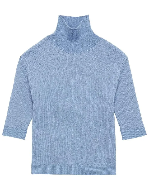 Lucia Fitted Short Sleeve Sweater Mesh Fabric Canvas Fabric Denim Fabric