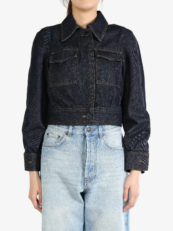 DRIES VAN NOTEN - Women Dark Wash Denim Jacket Mesh Jacket Canvas Jacket Denim Jacket DRIES VAN NOTEN - Women Dark Wash Denim Jacket Mesh Jacket Canvas Jacket Denim Jacket
