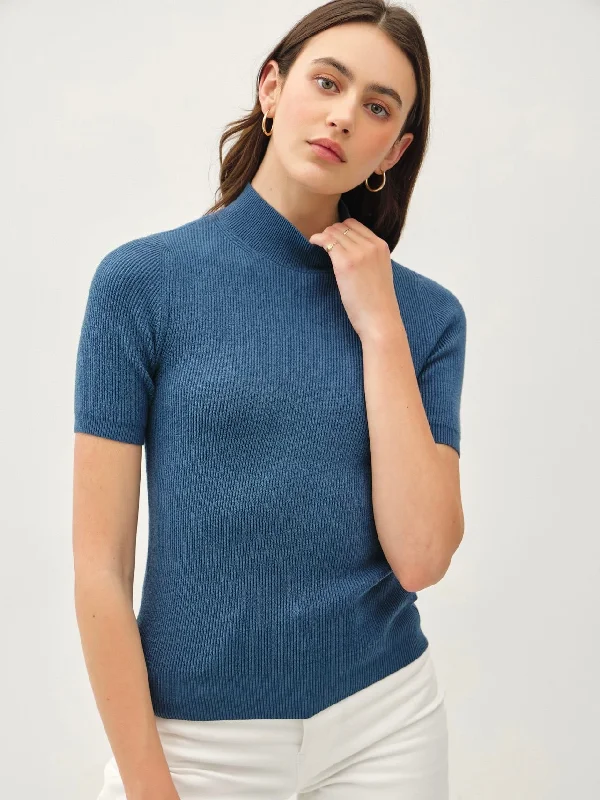 Coco Short Sleeve Ribbed Sweater Nylon Fabric Polyester Fabric Spandex Fabric