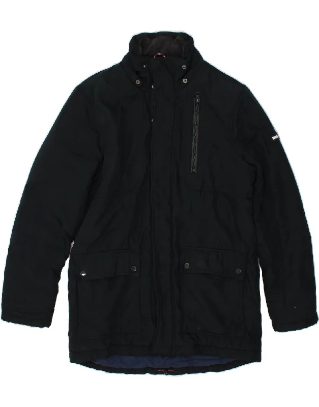 TOMMY HILFIGER Mens Windbreaker Jacket UK 40 Large Black Cotton Knit Jacket Woven Jacket Fleece Jacket TOMMY HILFIGER Mens Windbreaker Jacket UK 40 Large Black Cotton Knit Jacket Woven Jacket Fleece Jacket