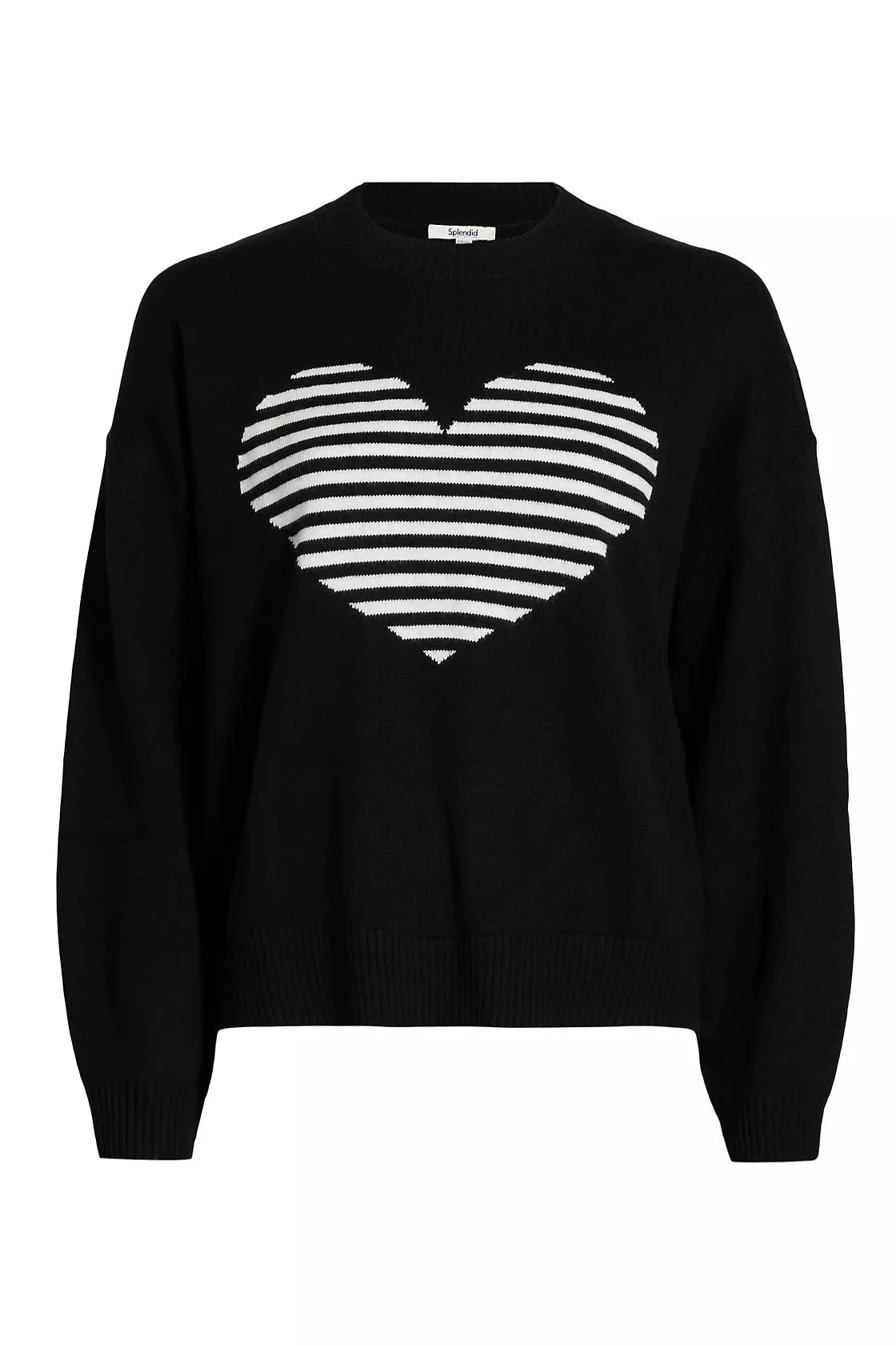 stripe heart sweater Solid Print Embellished
