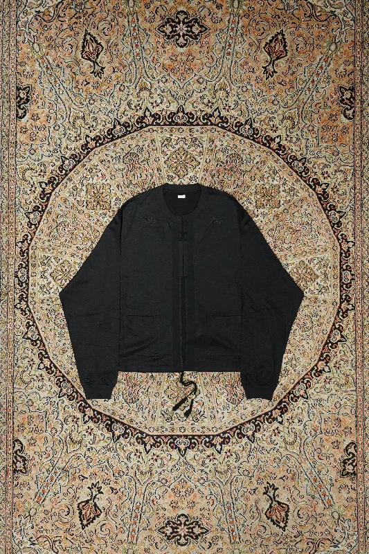 Fujimoto Cutting Linen Sweat Shirts Jacket (Black) Front Pockets Side Pockets Patch Pockets Fujimoto Cutting Linen Sweat Shirts Jacket (Black) Front Pockets Side Pockets Patch Pockets