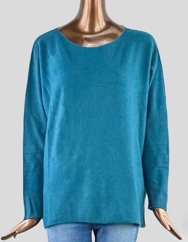 SIMONS Blue Sweater - Medium Welt Pockets Slit Pockets Flap Pockets
