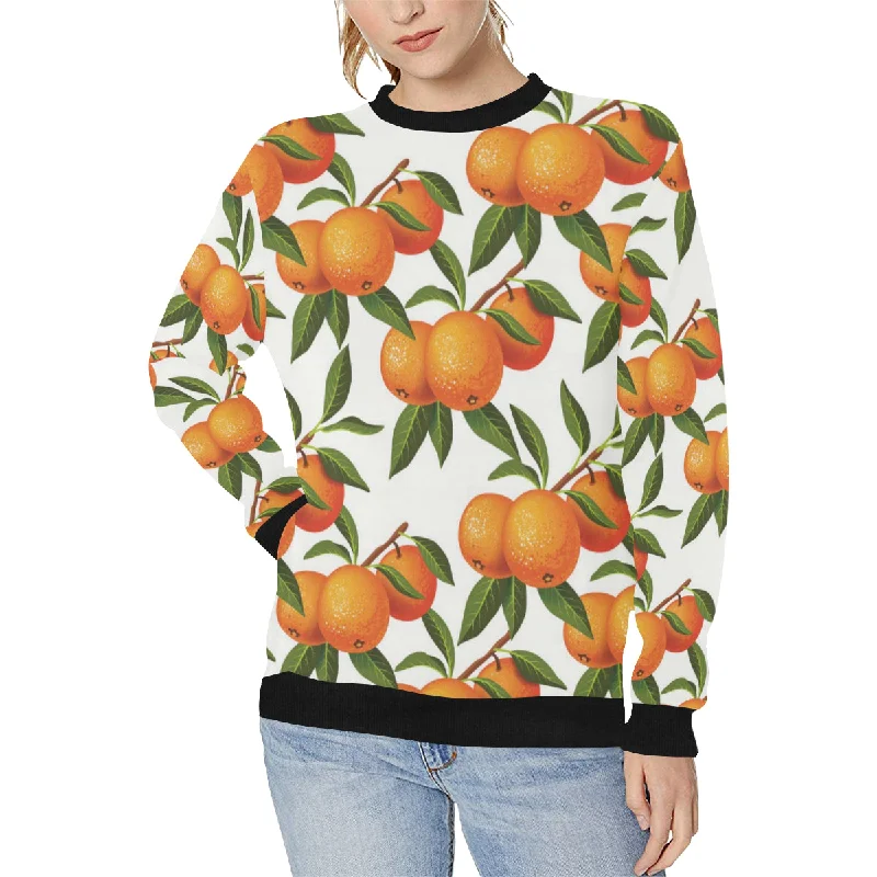 Oranges pattern background Women's Crew Neck Sweatshirt Hoodie with Turtle Neck Cozy Winter