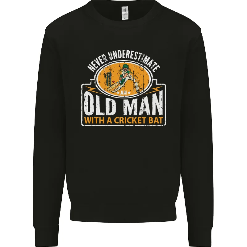 An Old Man With a Cricket Bat Cricketer Mens Sweatshirt JumperHoodie with Side Slits Relaxed Casual An Old Man With a Cricket Bat Cricketer Mens Sweatshirt JumperHoodie with Side Slits Relaxed Casual