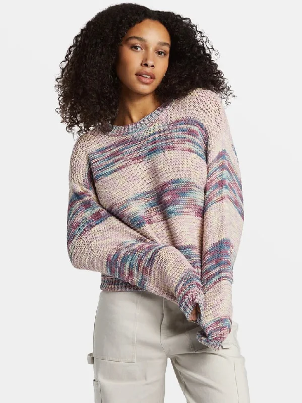 Fade Out Sweater Striped Floral Plaid