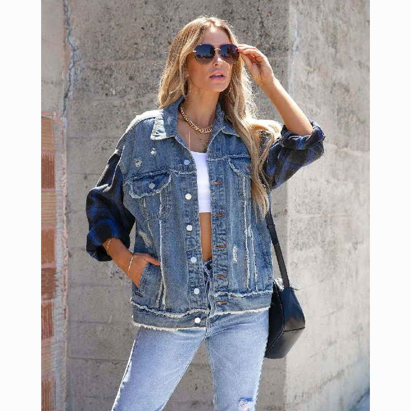 Autumn Winter Street Fashion Style Women Casual Long Sleeve Denim Jacket Coat Insulated Jacket Fitted Jacket Loose Jacket Autumn Winter Street Fashion Style Women Casual Long Sleeve Denim Jacket Coat Insulated Jacket Fitted Jacket Loose Jacket