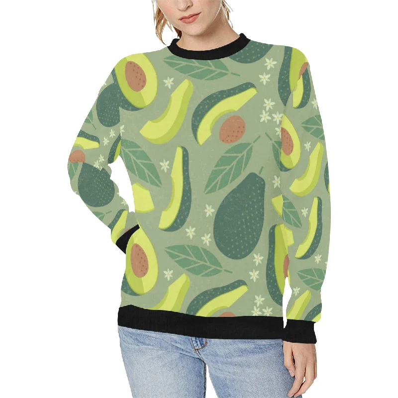 Avocado pattern Women's Crew Neck Sweatshirt Hoodie with Print Artistic Unique