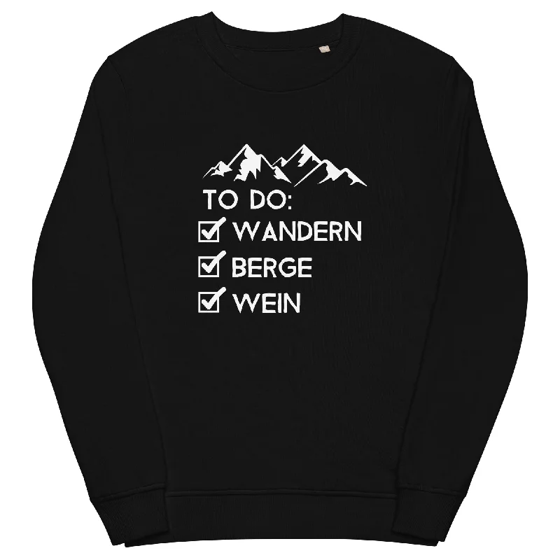 To Do Liste - Wandern, Berge, Wein - Unisex Premium Organic Sweatshirt Hoodie with Snap Buttons Easy Quick