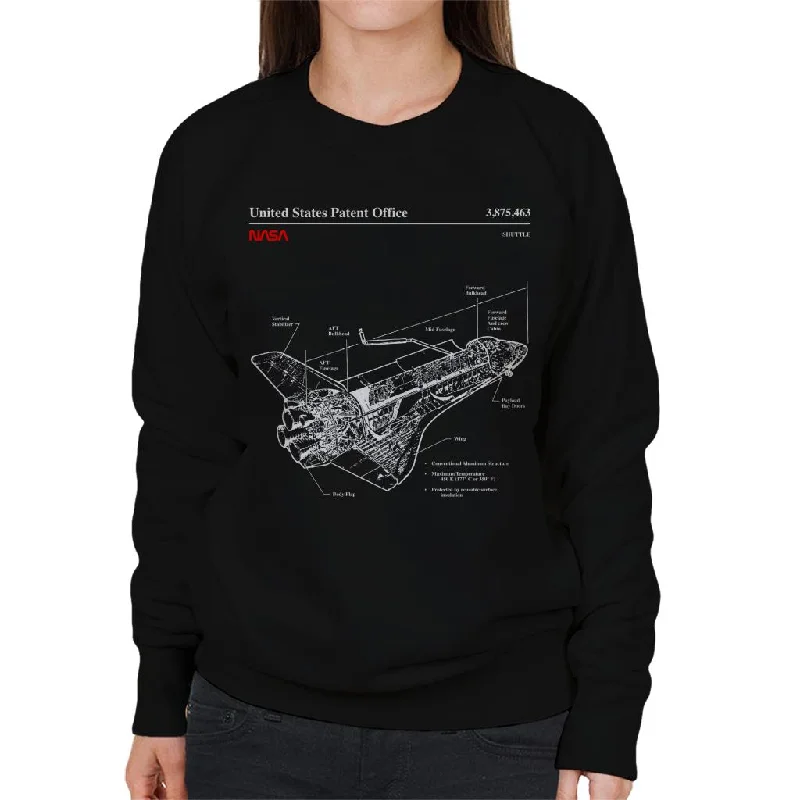 NASA Shuttle Structure Blueprint Women's Sweatshirt Hoodie with Drawstring Waist Adjustable Fitted