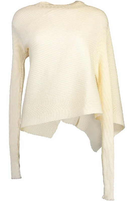 Draped Jumper - White Cashmere Blend Cotton Blend Poly Blend
