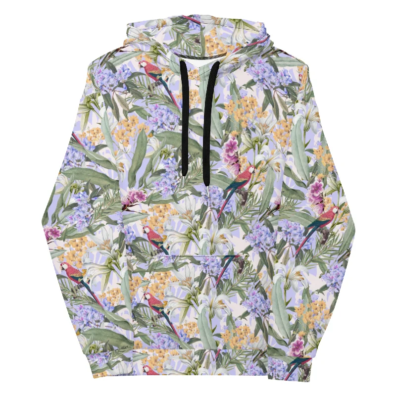 Parrot Bay Hawaiian Print Hoodie Hoodie with Tie-Dye Psychedelic Retro