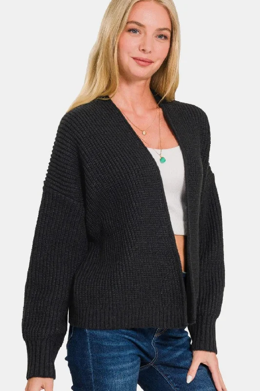 Zenana Open Front Drop Shoulder Sweater Cardigan Mesh Fabric Canvas Fabric Denim Fabric Zenana Open Front Drop Shoulder Sweater Cardigan Mesh Fabric Canvas Fabric Denim Fabric