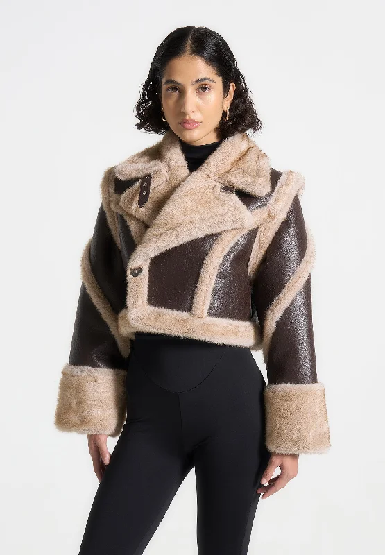 Cracked Leather & Plush 2-in-1 Gilet Jacket - Brown Nylon Jacket Polyester Jacket Spandex Jacket Cracked Leather & Plush 2-in-1 Gilet Jacket - Brown Nylon Jacket Polyester Jacket Spandex Jacket