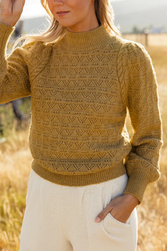 Jaqueline Pointelle Sweater Herringbone Houndstooth Plaid