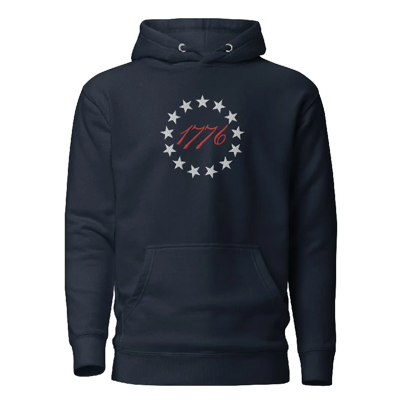 Betsy Ross 13 Stars 1776 Embroidered Hoodie Hoodie with Hood Adjustable Protection