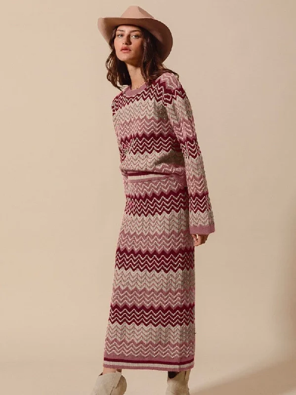 Chevron Sweater Chenille Blend Fleece Blend Nylon Blend