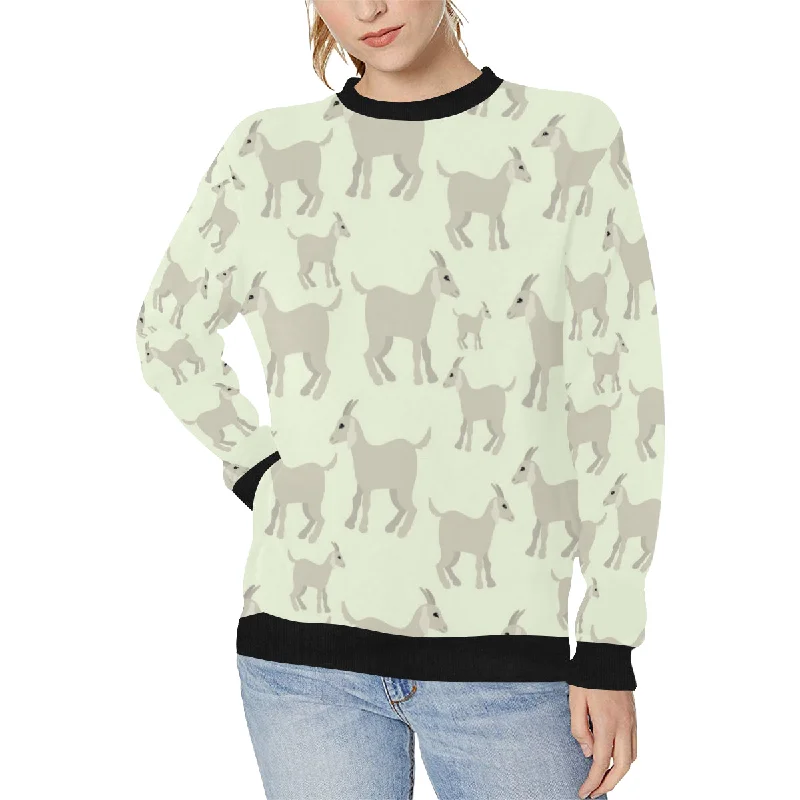 Little young goat pattern Women's Crew Neck Sweatshirt Hoodie Jacket Zipper Layering