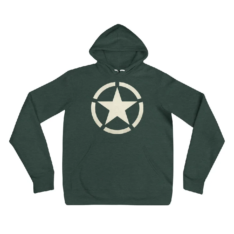 WW2 Circled Star Unisex Sponge Fleece hoodie Hoodie with Camouflage Military Edgy