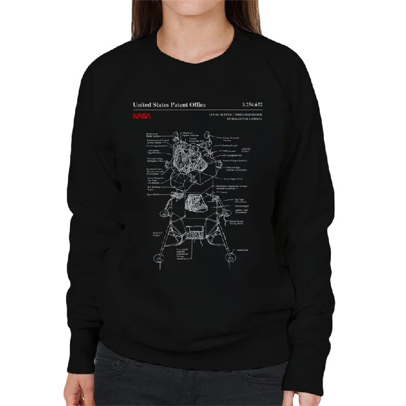 NASA Lunar Module Landing Blueprint Women's Sweatshirt Hoodie with Oversized Fit Loose Comfortable