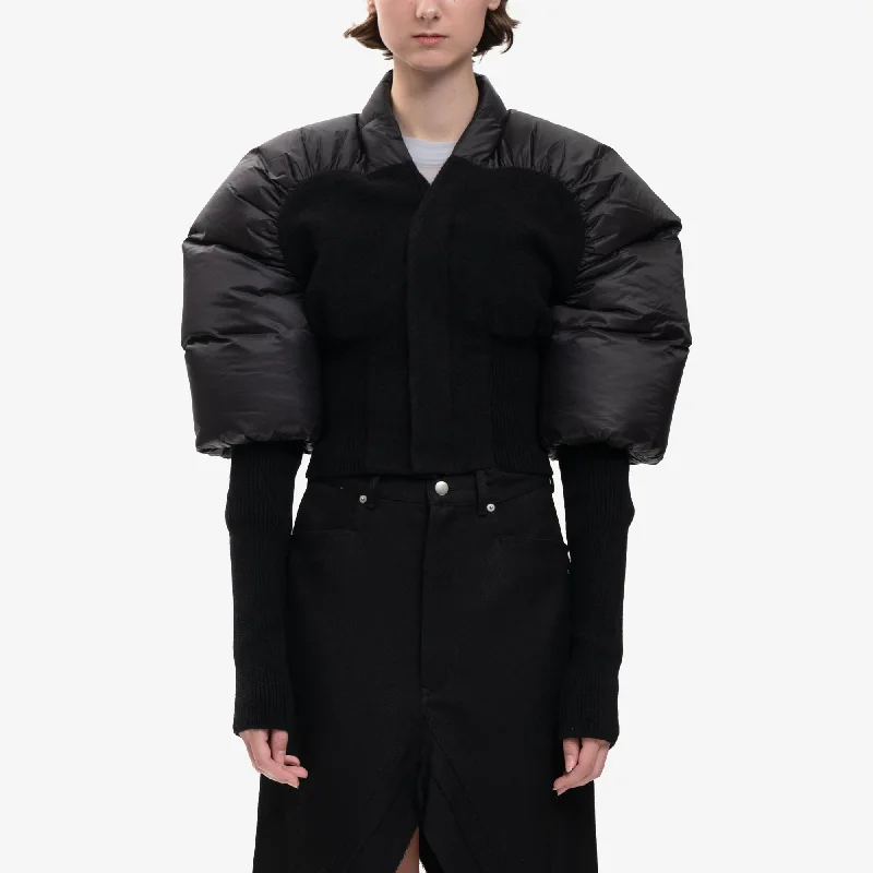 Womens Duvetina Down Jacket Ribbed Jacket Pleated Jacket Ruffled Jacket