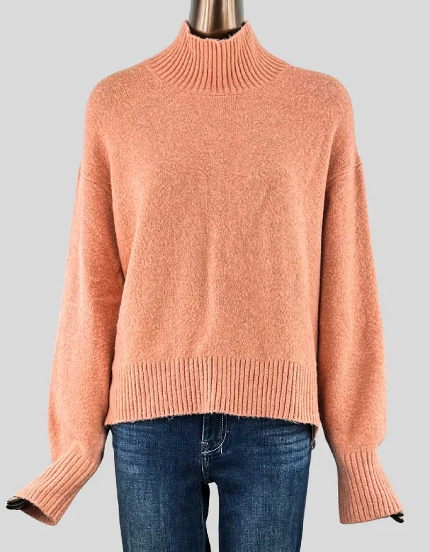 UNIGLO Mock Neck Sweater - Small Beaded Sweater Sequined Faux Fur