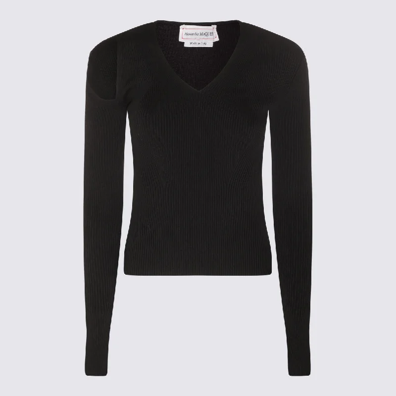 Alexander Mcqueen Sweaters Black Wool Sweater Cotton Sweater Cashmere Sweater