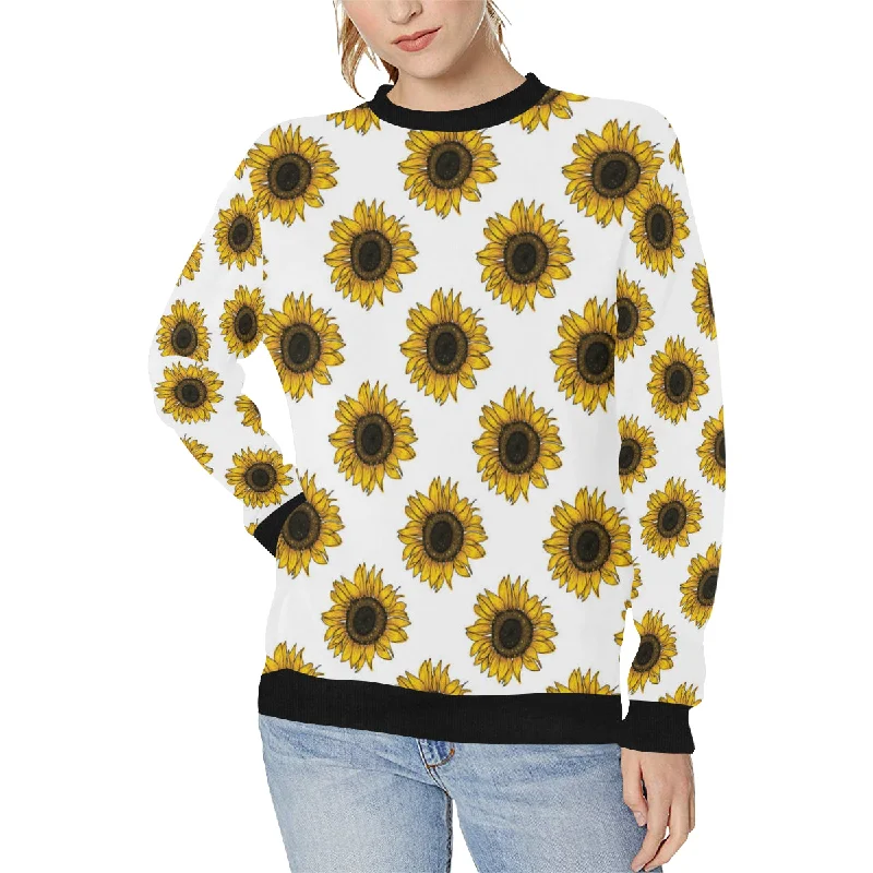 sunflowers design pattern Women's Crew Neck Sweatshirt Hoodie with Velcro Closure Adjustable Secure