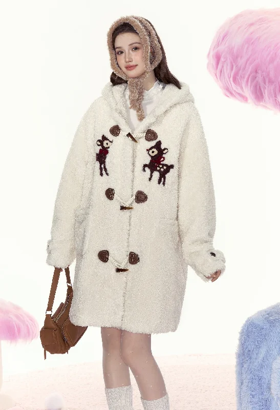 Winter Retro Lazy Style Hooded Mid-length Plush Coat AYF0055 Anorak Windbreaker Fleece Winter Retro Lazy Style Hooded Mid-length Plush Coat AYF0055 Anorak Windbreaker Fleece