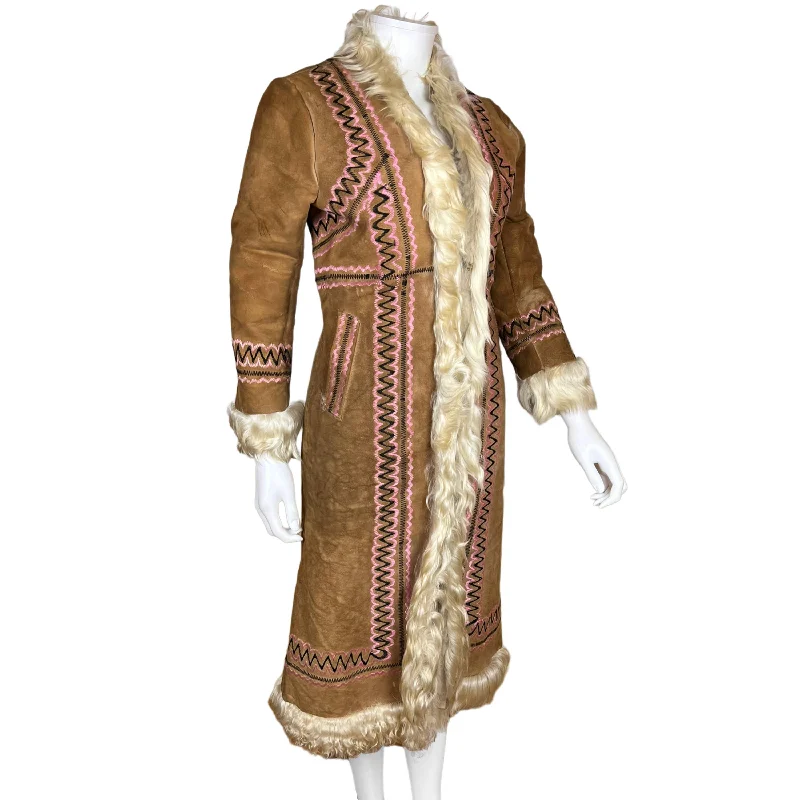 1970s Vintage Embroidered Sheepskin Coat w Mongolian Lamb S Houndstooth Coat Plaid Coat Tartan Coat 1970s Vintage Embroidered Sheepskin Coat w Mongolian Lamb S Houndstooth Coat Plaid Coat Tartan Coat