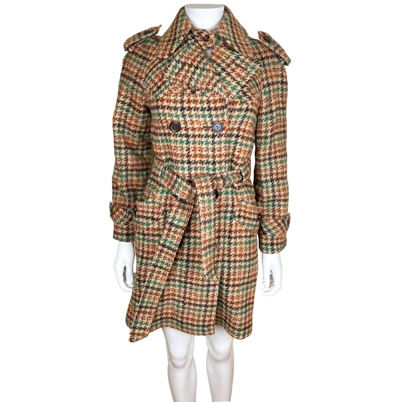1960s Houndstooth Coat Ladies Wool Trench Style S XS Quilted Jacket Anorak Windbreaker 1960s Houndstooth Coat Ladies Wool Trench Style S XS Quilted Jacket Anorak Windbreaker